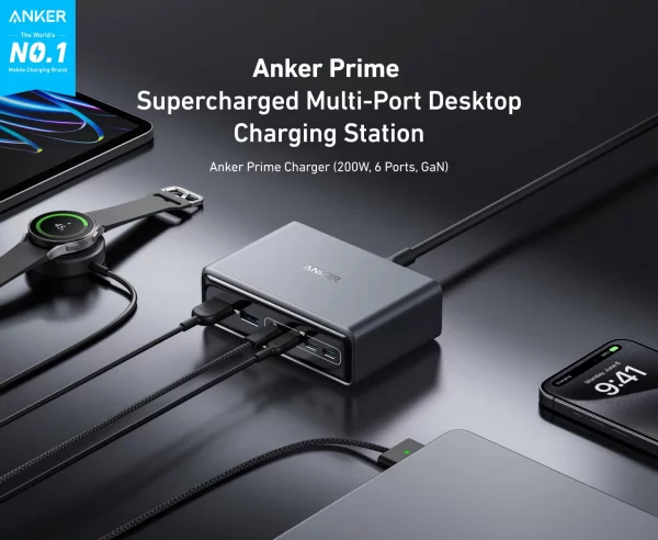 شارژر رومیزی 200 وات انکر Anker Prime Charger 200W A2683
