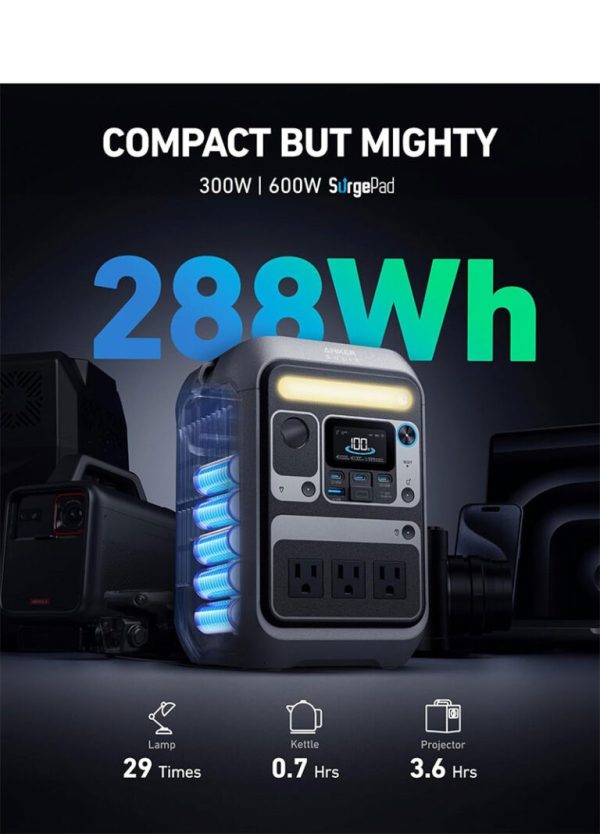 نیروگاه همراه انکر Anker SOLIX C300X(AC PLUG)Portable Power Stationمدل A1723